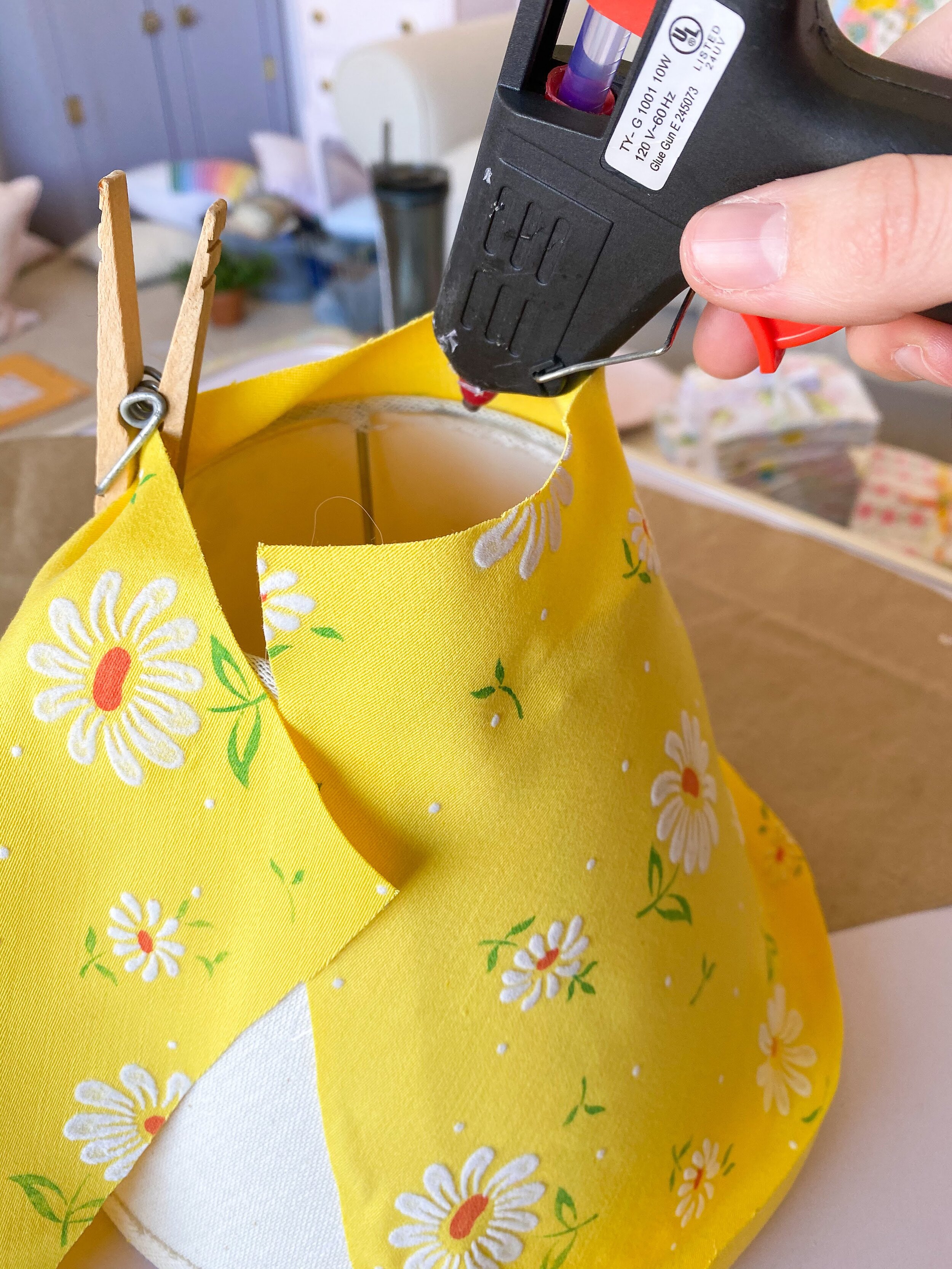 DIY Lampshade Makeover with Vintage Fabric