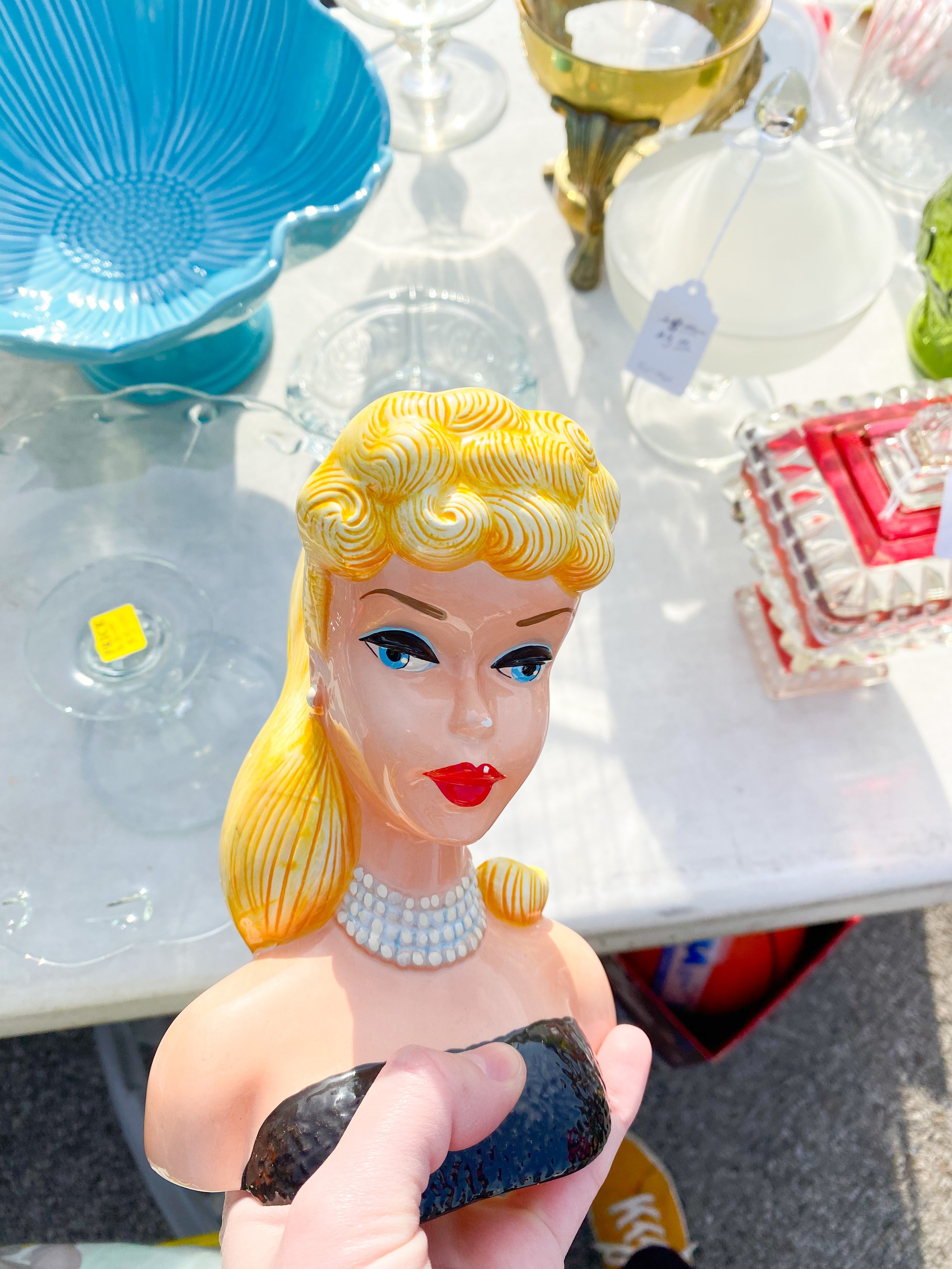 vintage barbie head vase