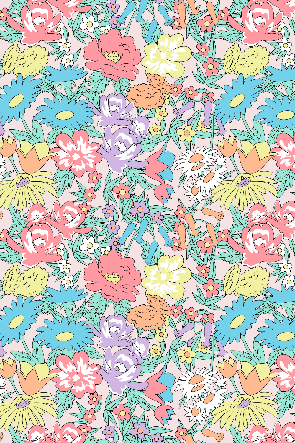 emily retro wildflower pastel fabric (Copy)