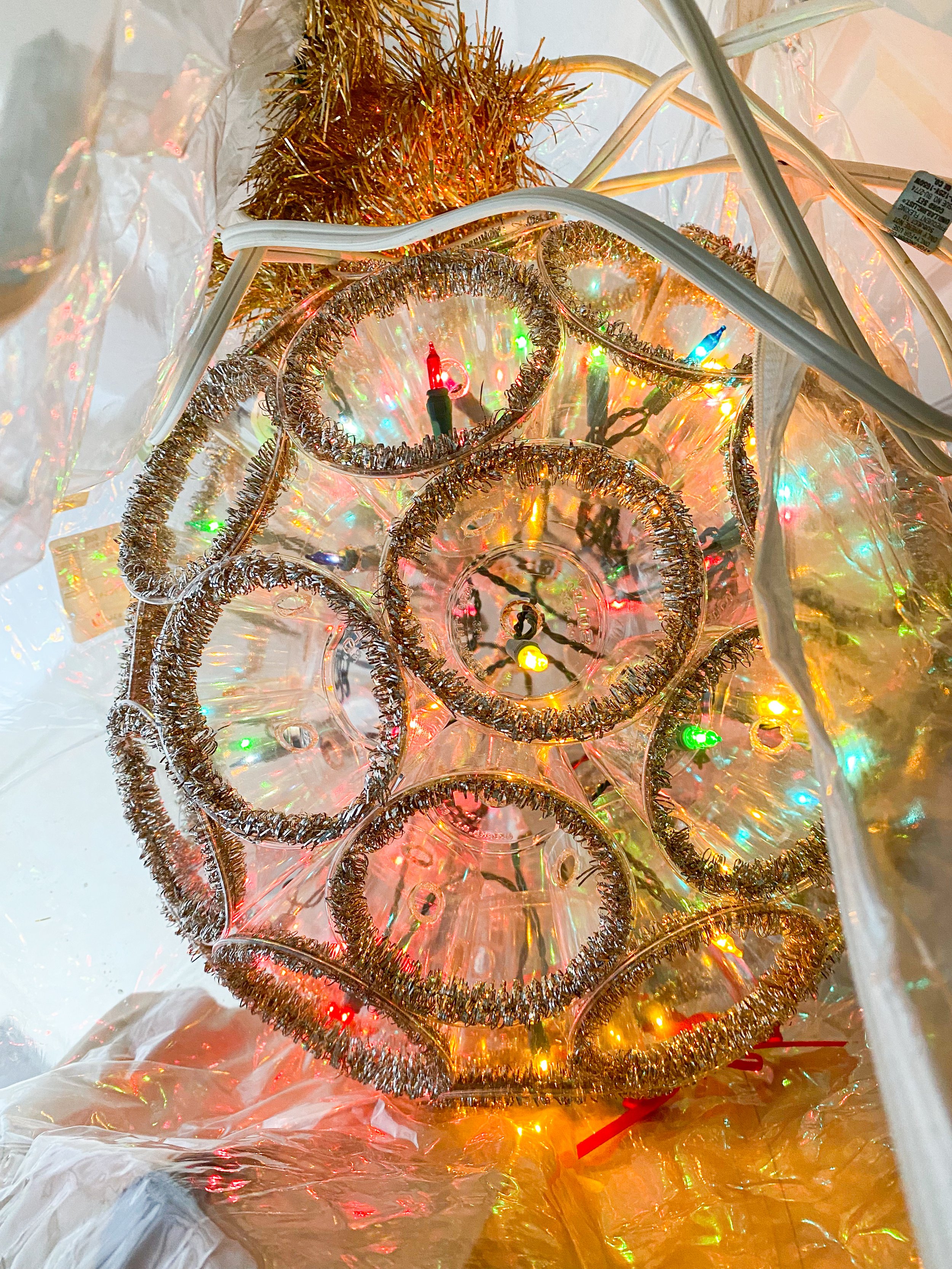 Vintage Christmas sparkleball with tinsel