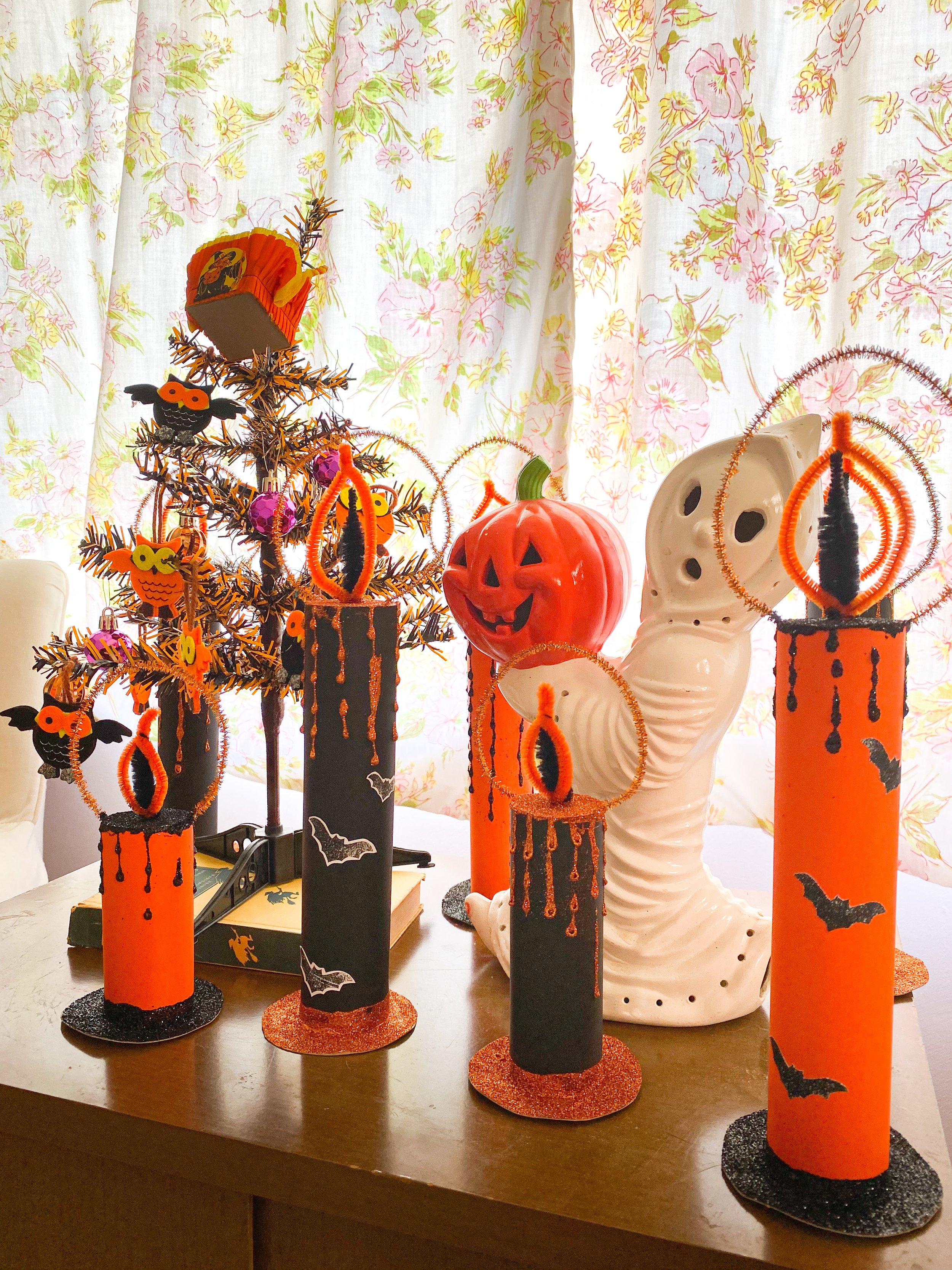 retro Halloween candle craft project