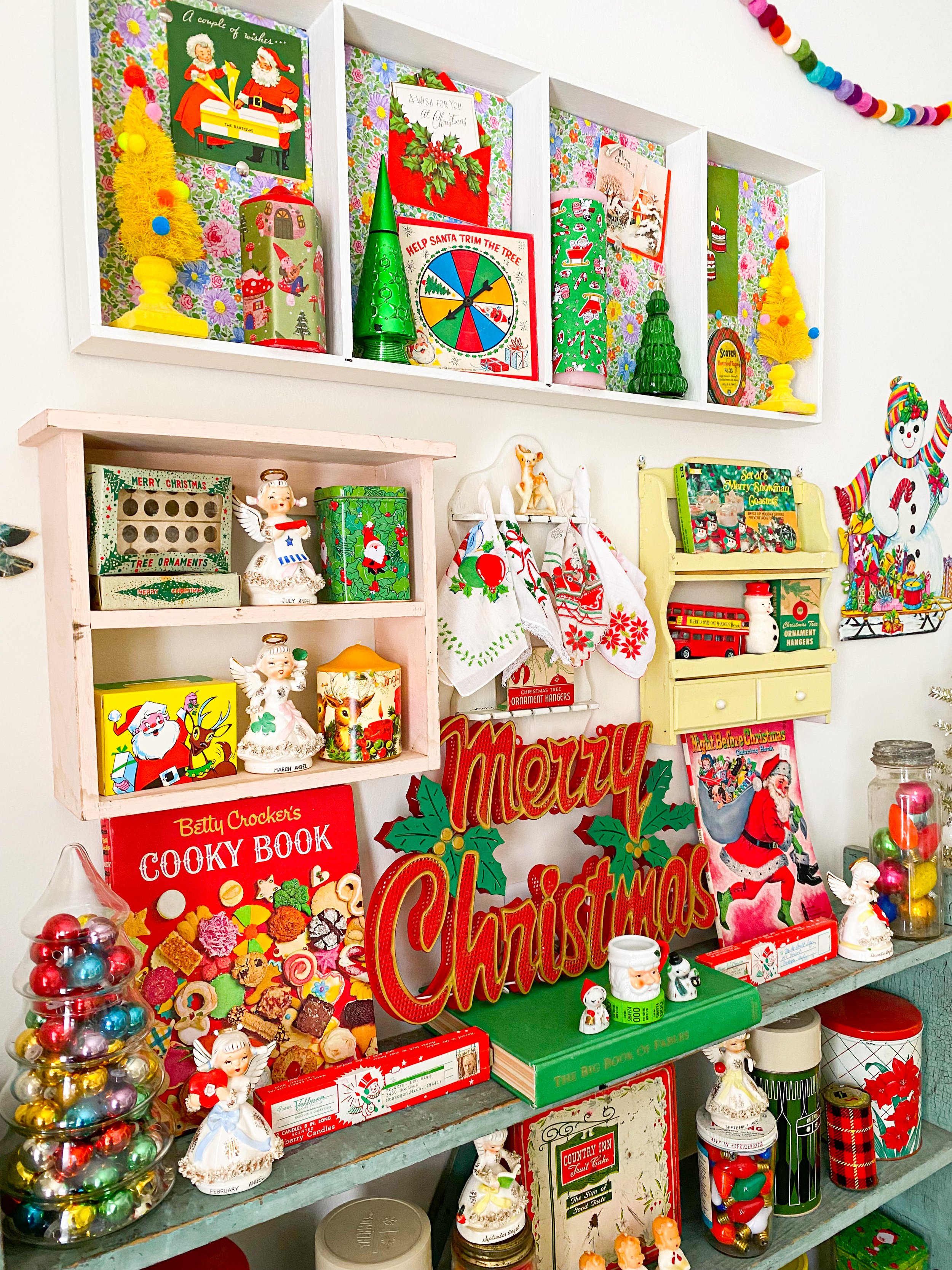 Vintage Christmas collection on display