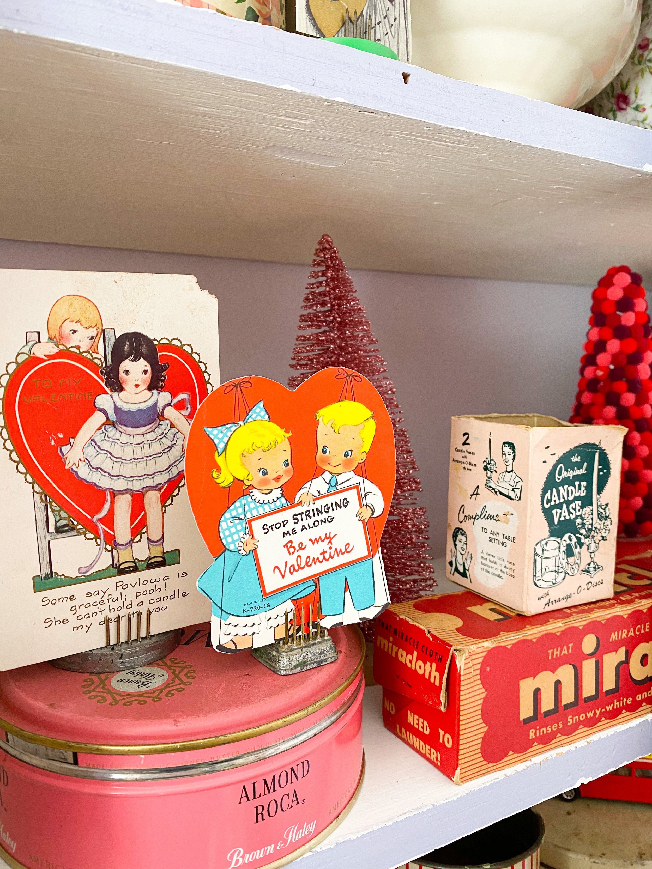 Decorating with vintage Valentine's Day cards