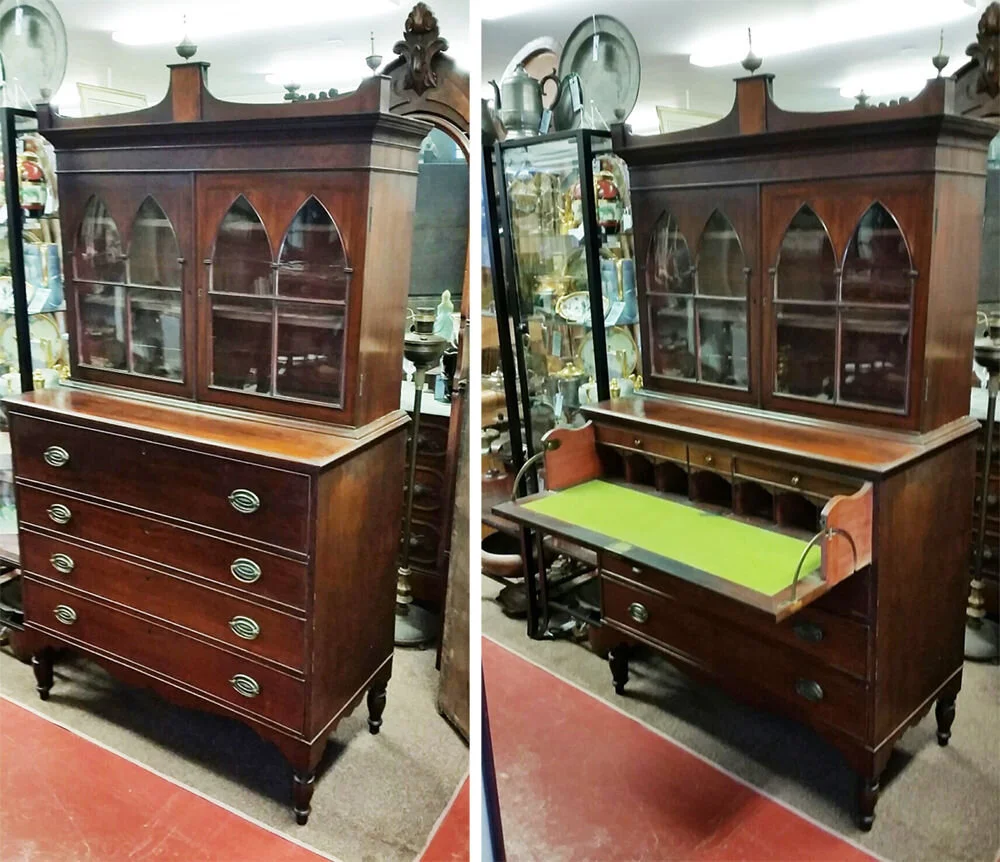 Estate, Early, Sheraton secretary Butler's Desk, Mahogany, Massachusetts - Circa 1815