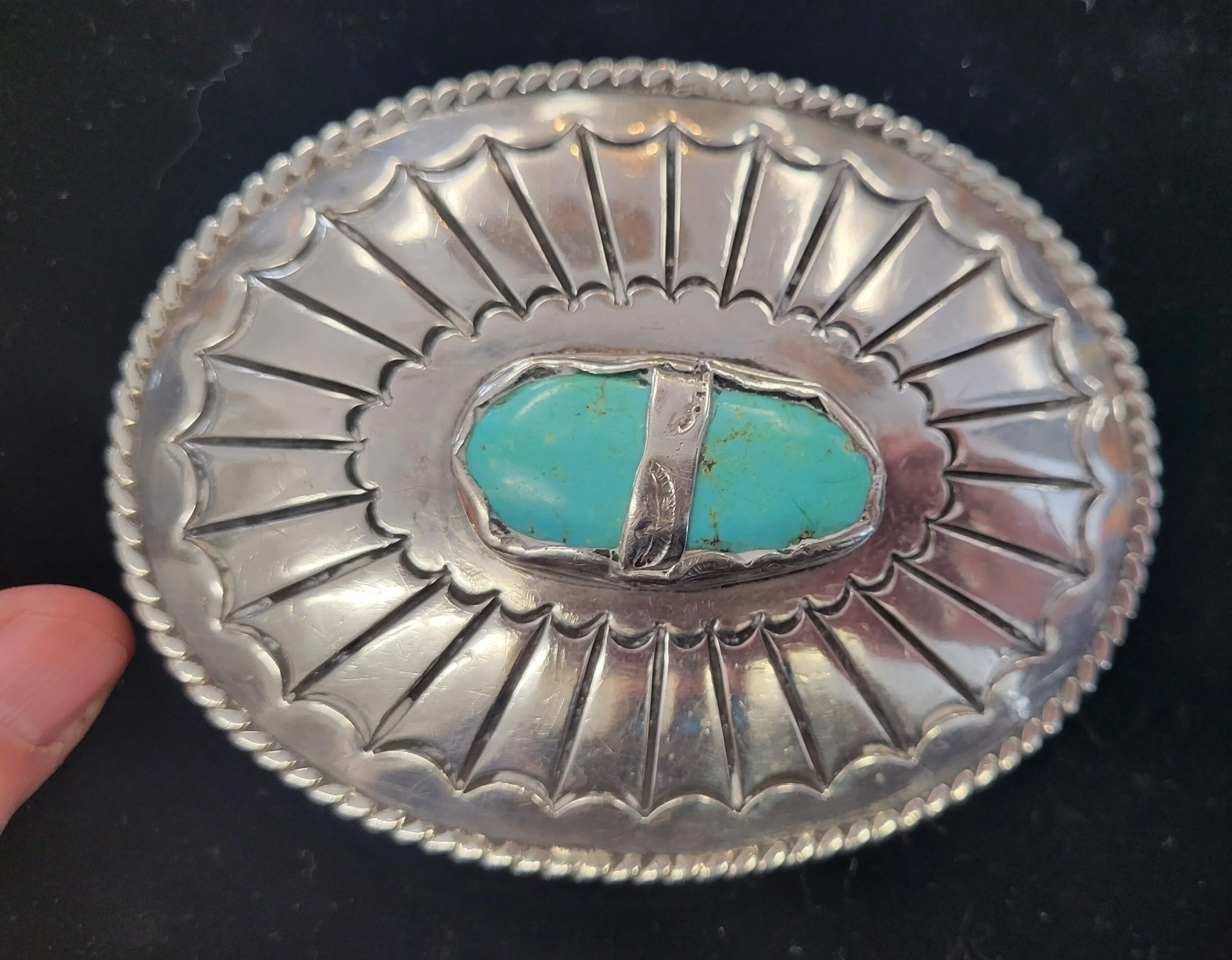 Handsome, Large Navajo .925 Silver and Turquoise 4 display picture 1