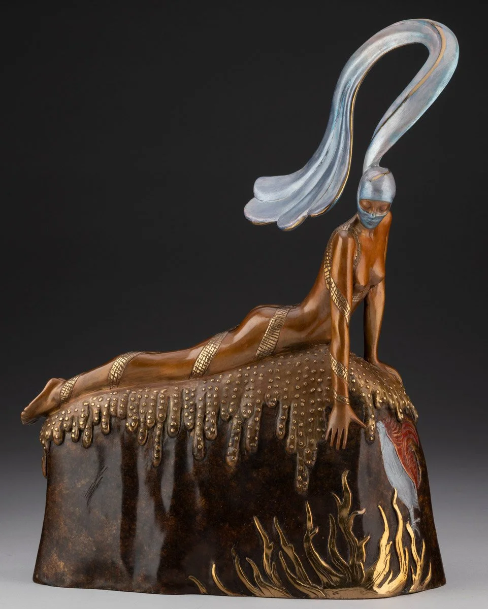 Erte Cold Paint Bronze Sculpture Titled, French Rooster