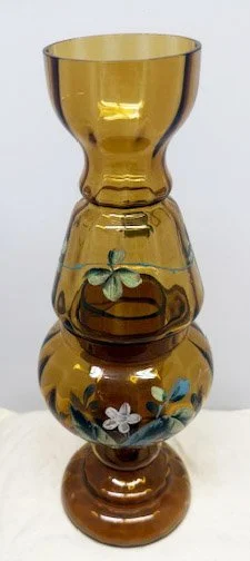Amber Panel Fairy Lamp with Polychrome-Enamel Foliate Decoration