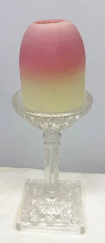 Thomas Webb and Sons Pressed Glass Fairy Lamp with Burmese Domes, 8.5 Inch - 2