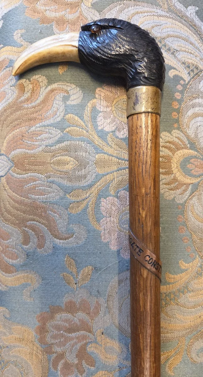 Rare Frigate Constitution (C-1797) 1906 Cane with Eagle Head, Boar Tooth Beak