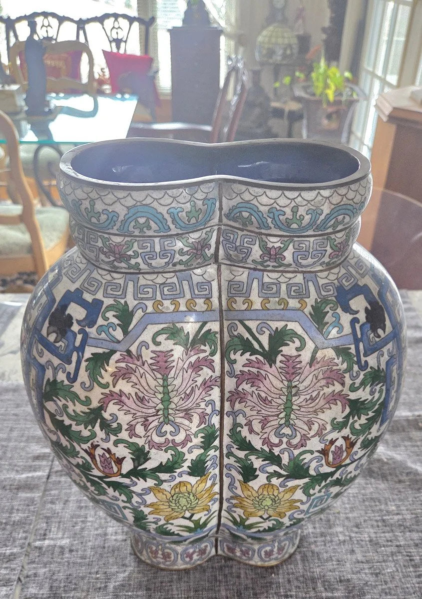 Chinese Cloisonne Cojoined Body Vase from the Qing Dynasty