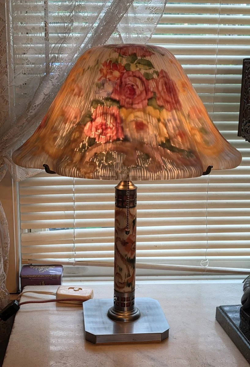 Pairpoint Puffy Tivoli Lamp Signed with Matching Pillar Base