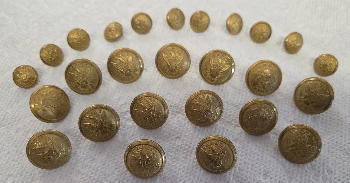Civil War 26 Cadet USMA Allien Scovill Convex Buttons - Rare Attic Find