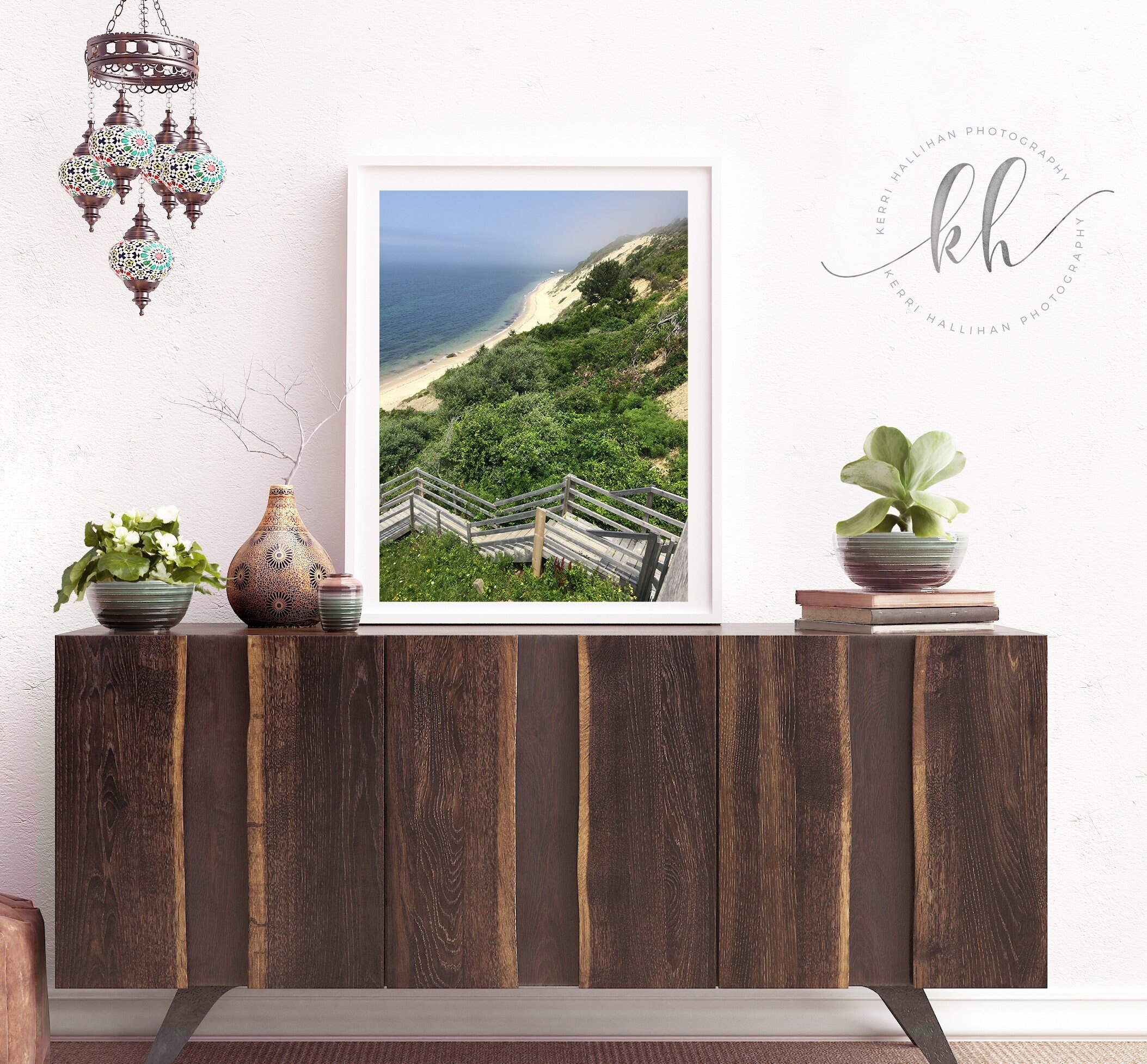 Martha's Vineyard Beach Dunes, Living Room Wall Decor, Large Beach Print, Fine Art Photography, Dreamy Blue Beach Print, Beach Cottage Decor