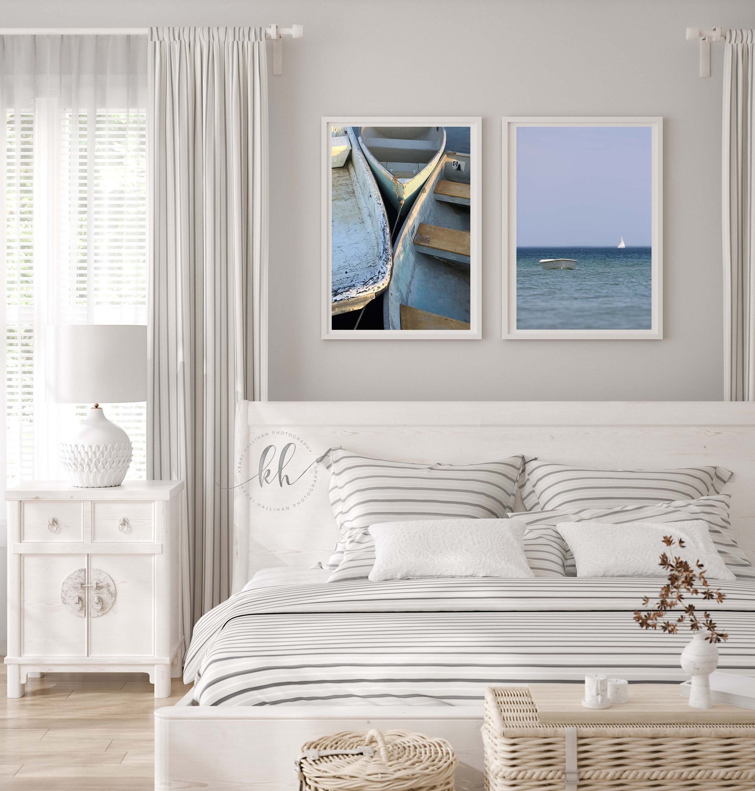 Set of Two Nautical Boat Prints // Beach Photography // Dinghy Skiff Print //Nautical Wall Art // Beach Cottage Decor // Cape Cod Art