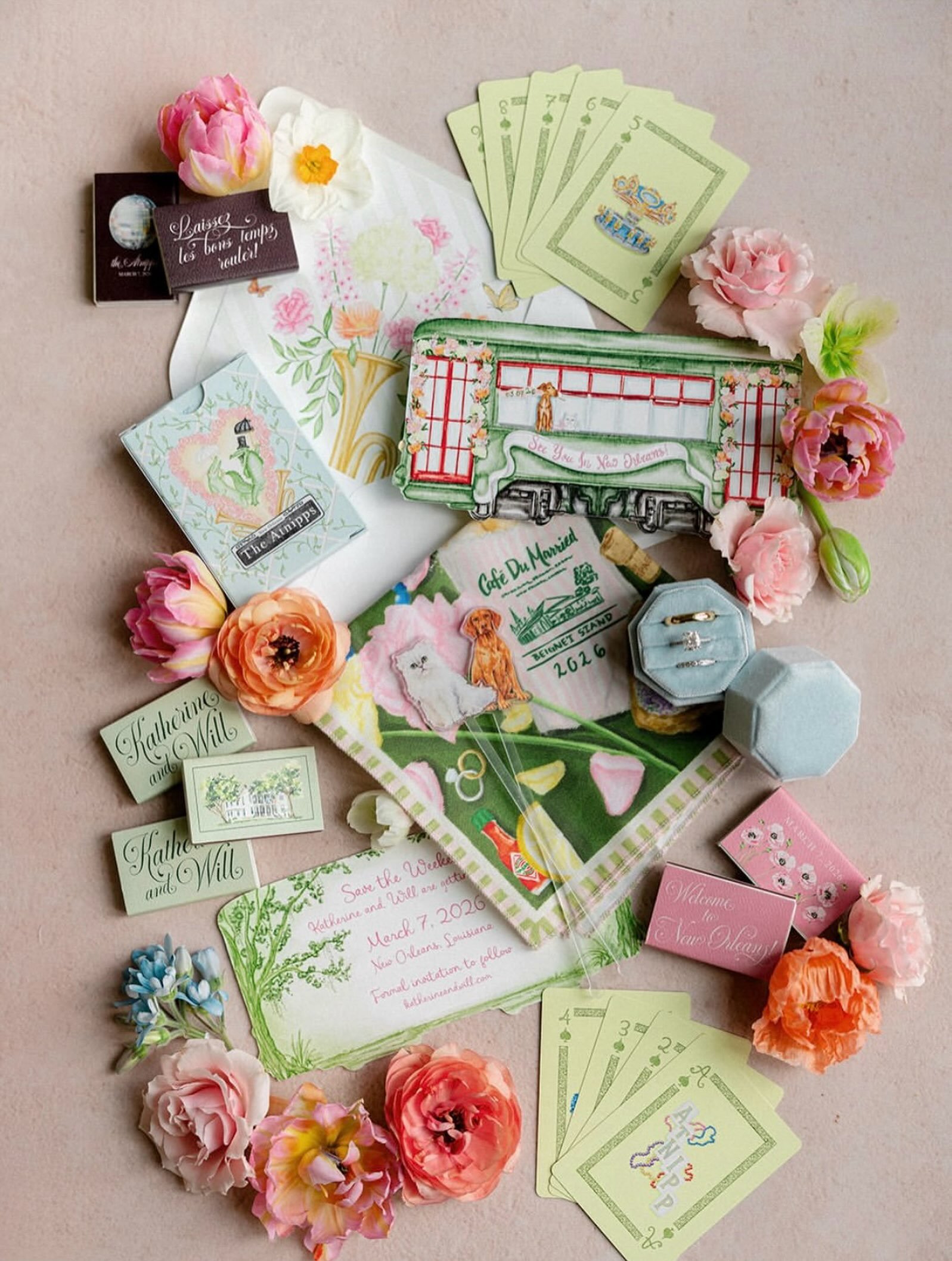 Stationery and day-of details shined throughout Katherine &amp; Will&rsquo;s wedding- with delicate garden-party designs that captured the revelry and character we all love about New Orleans⛲️🎺🌷

Planner: @brooke.casey.weddings 
Photographer: @cree