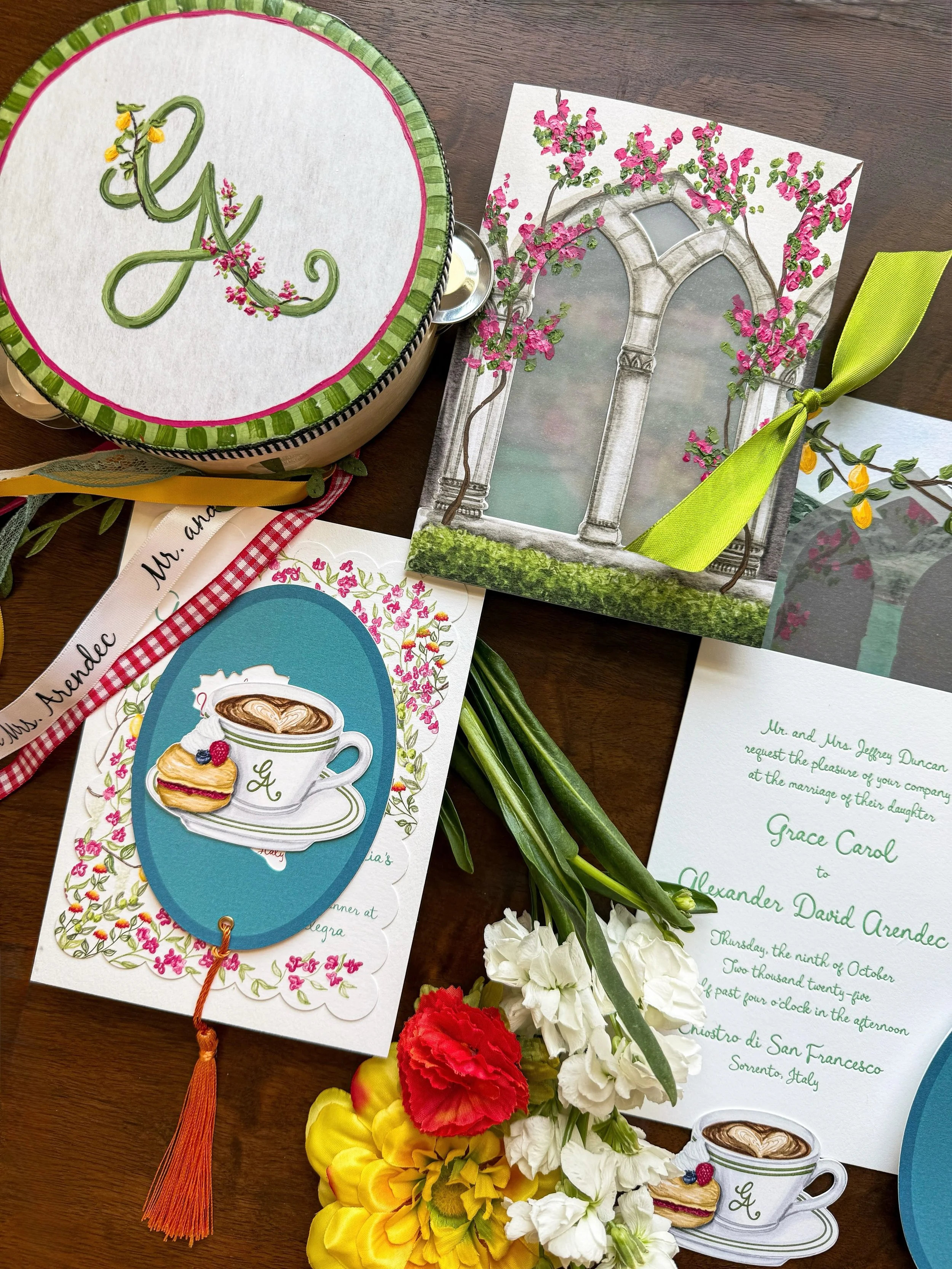 Dreaming of starting my day with an espresso and ending it with a glass of wine- but it&rsquo;s gotta be in Italy. Next best thing is reminiscing with photos of my Italian invitation suite🇮🇹🍷☕️