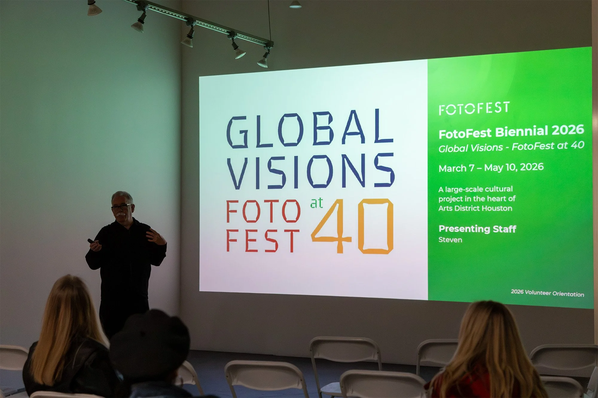 FotoFest staff present at their Volunteer Orientation event.