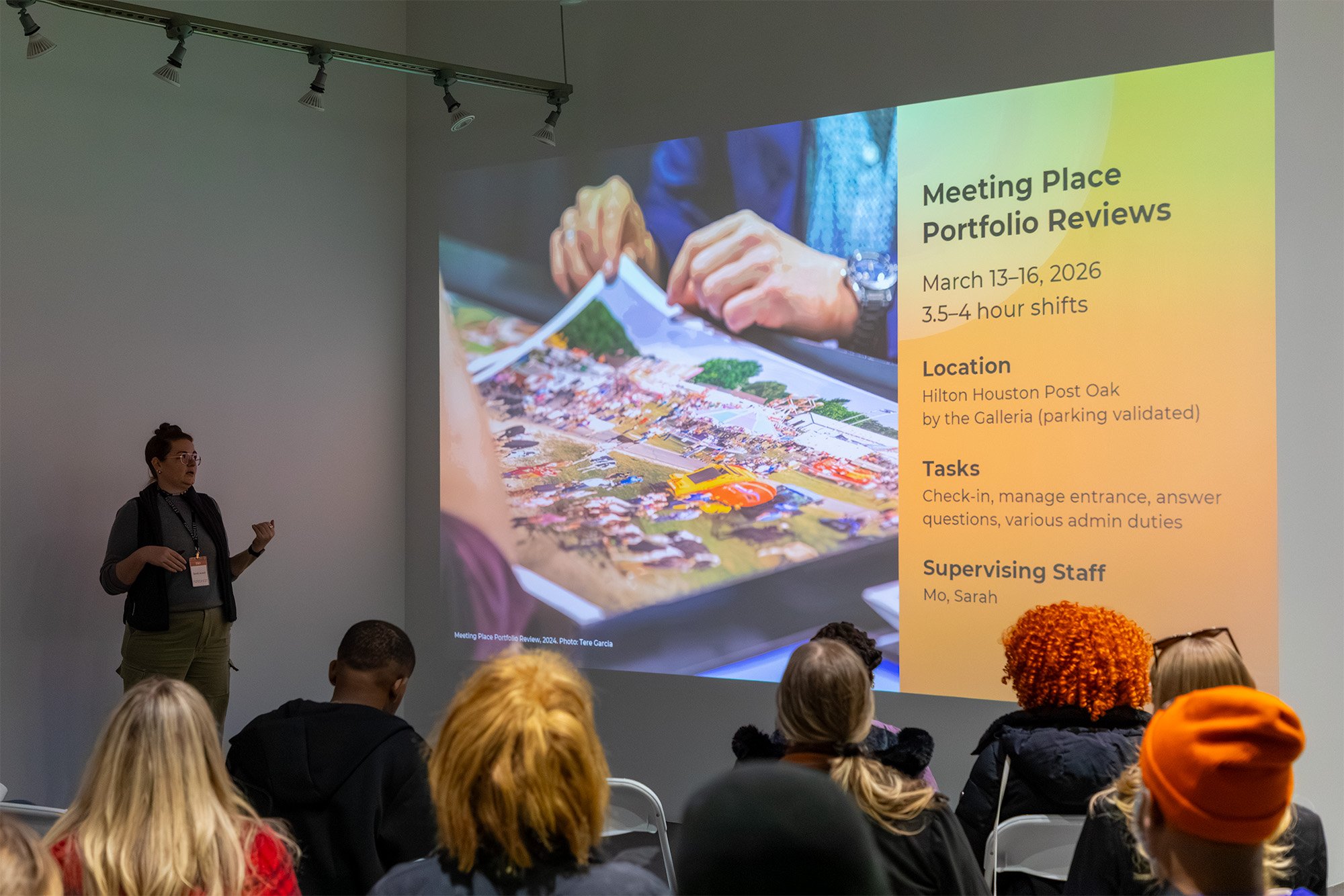 FotoFest staff present at their Volunteer Orientation event.