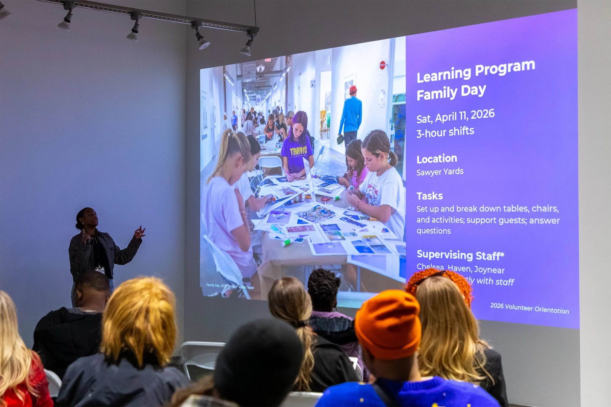 FotoFest staff present at their Volunteer Orientation event.