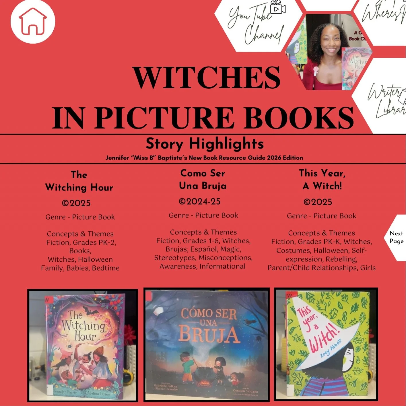 Enjoy &ldquo;Witches In Picture Books&rdquo; Our Book Spotlight!
&bull;
The Witching Hour By Jennifer Harris &amp; Adelina Lirius (@mypbjam) (@adelinaillustration)
Genre - Picture Book, &copy;2025
Concepts &amp; Themes:Fiction, Grades PK-2, Books, Wi