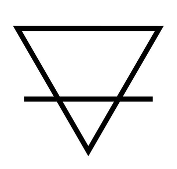 Geometric drawing of an outline square with sections divided by vertical, horizontal, and diagonal lines.