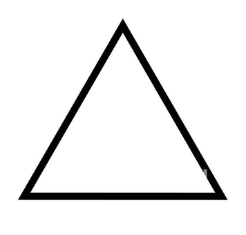 Geometric drawing of an outline square with sections divided by vertical, horizontal, and half circle lines.