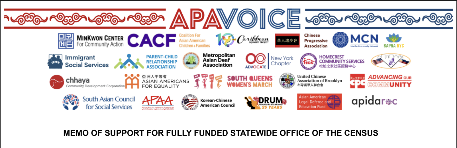 March 2026: APA VOICE Issues Memo of Support for Fully Funded Statewide Office of the Census