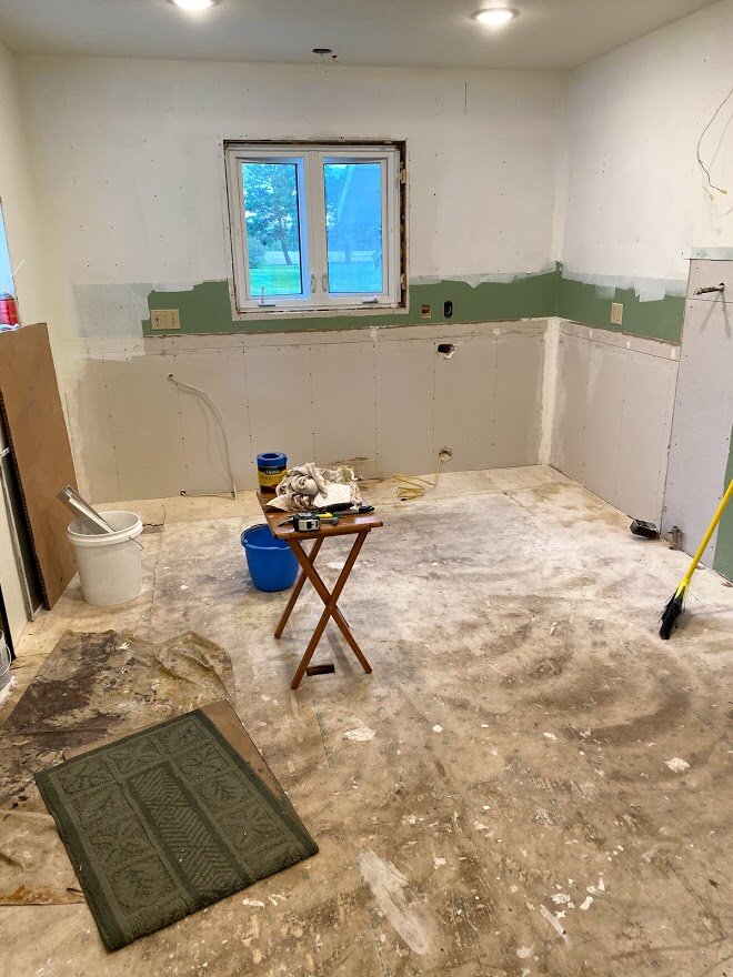 The last of the old cabinetry is removed.