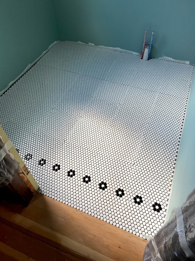 Laundry room floor, pre grout