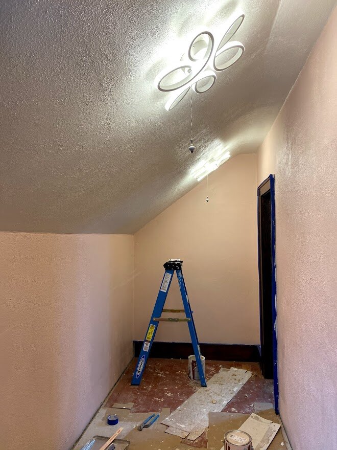 There are no longer two separate closets, but one walk through closet from the bathroom to the primary bedroom.