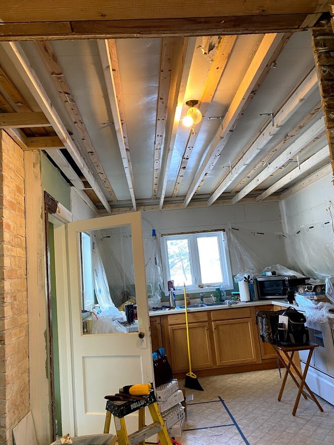 The new ceiling is framed in.