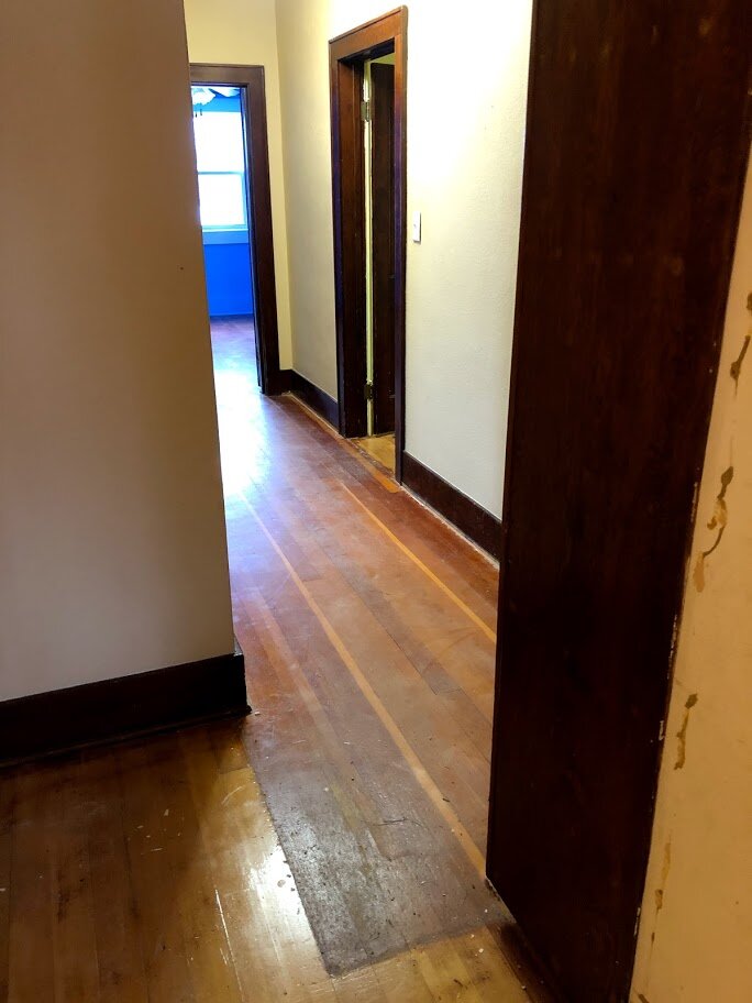 Upstairs carpet was removed.