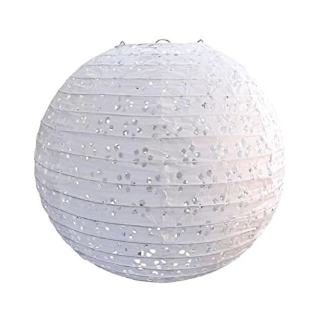 Paper Lantern - White Eyelet, round