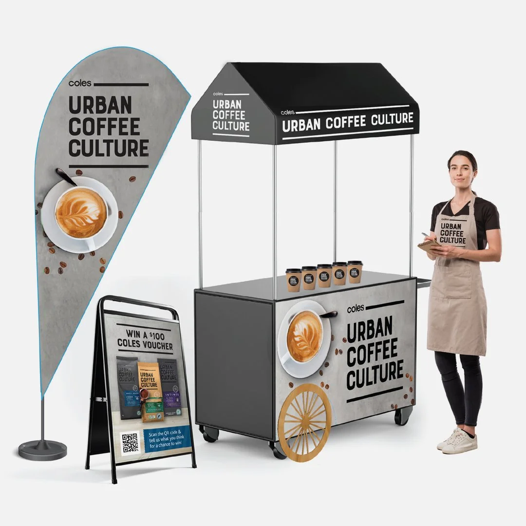 Coles Own Brand 'Urban Coffee Culture' Sampling Activation: art direction and design