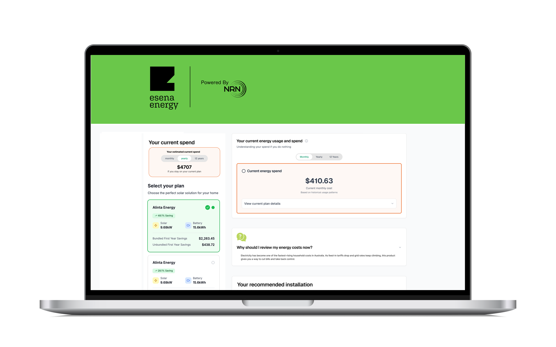Solar Retail Provider (SRP) Proposal Tool UX
SRPs create proposals for each lead via an platform created by NRN called the SRP Portal. This is linked to SalesForce to trigger automated comms along the customer journey.