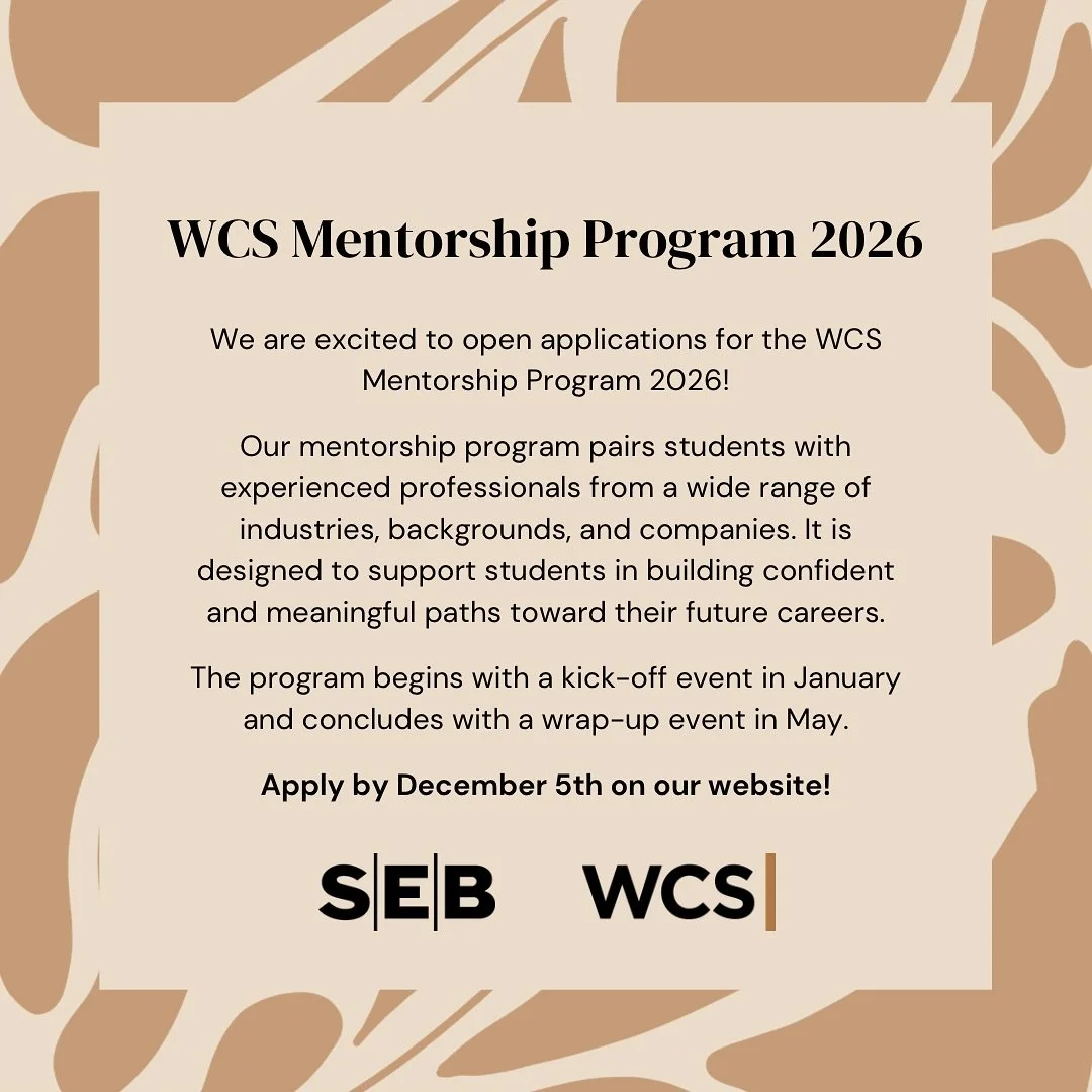 We are excited to open applications for the WCS Mentorship Program 2026, designed to support students in building confident and meaningful paths toward their future careers. The program begins with a kick-off event in January and concludes with a wra