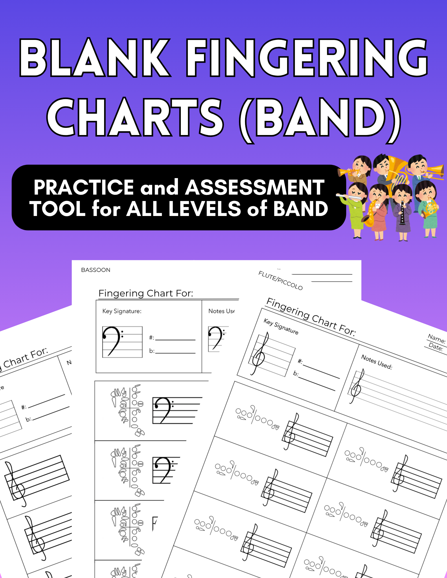 Blank Band Fingering Charts for ALL Instruments