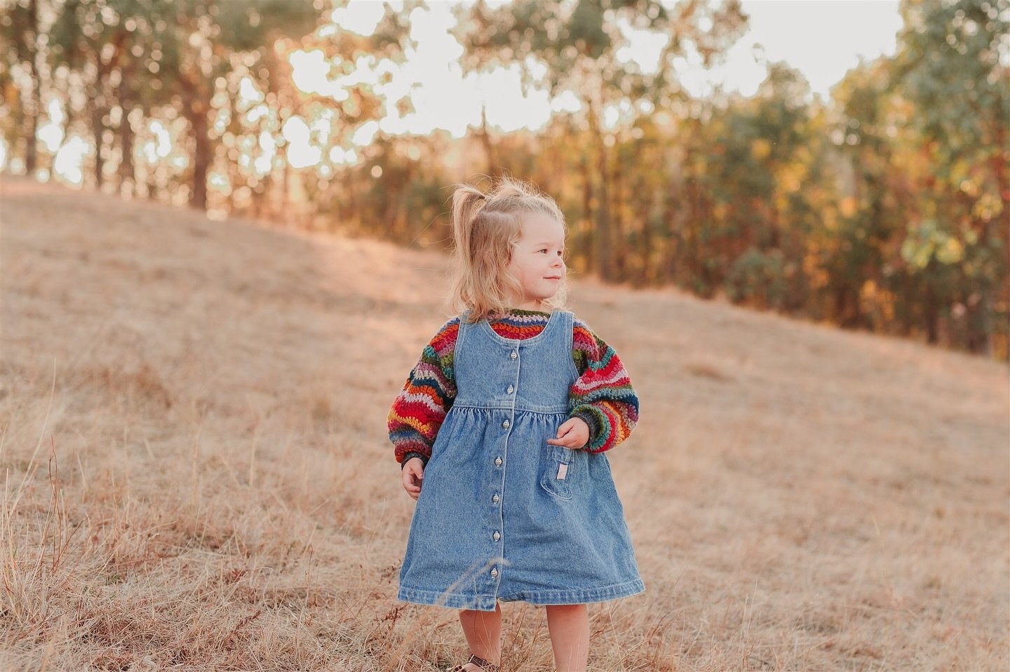 Style icon Charlie, showing us just how beautiful this life can be. Charlie is wearing a What Percy Wore handmade knit and a glorious 1990&rsquo;s Oshkosh denim dress. Both available for your sessions as a part of our mindfully curated client wardrob