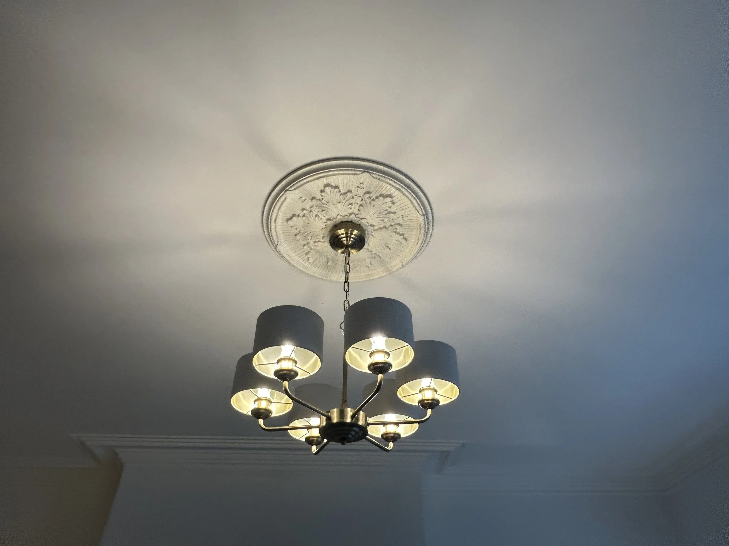 Chandelier in Jade Super King guest room