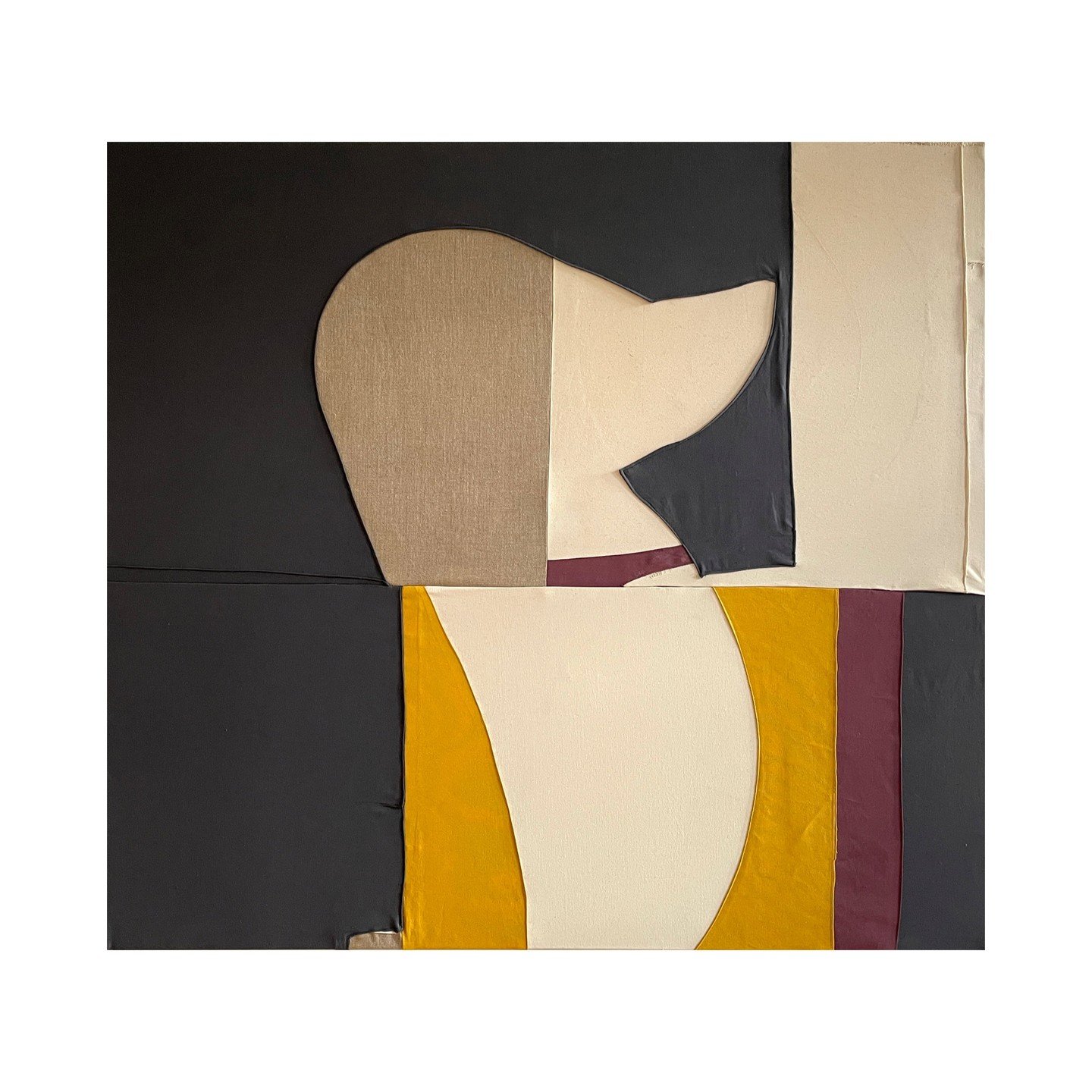 250414, 120 x 130 cm, Collage on canvas, 2025⁠
⁠
Engaging with the intricate details and nuances of this artwork reveals that every element carries significance. This piece transcends mere color; it represents a journey&mdash;where every stitch, ever