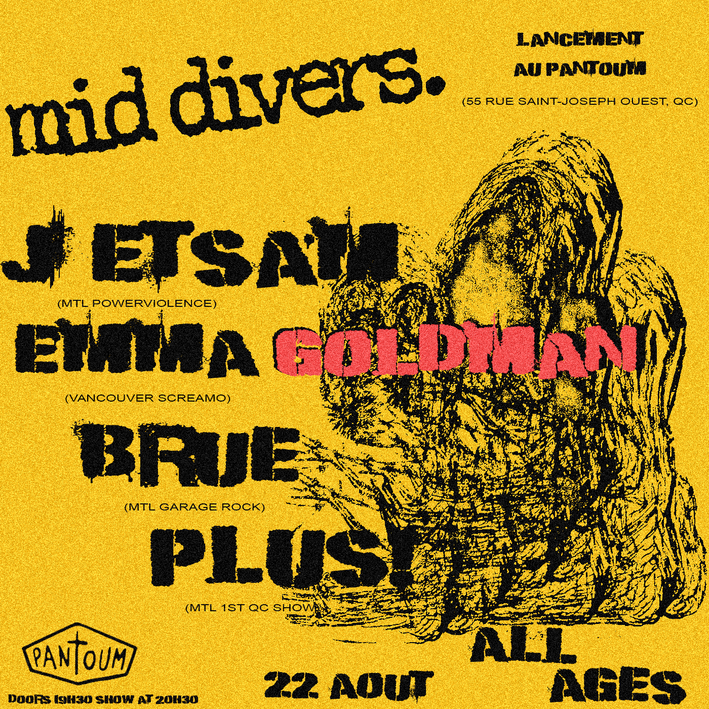 Lancement de Mid Divers (+ Emma Goldman + Jetsam + BRUE + Plus!)