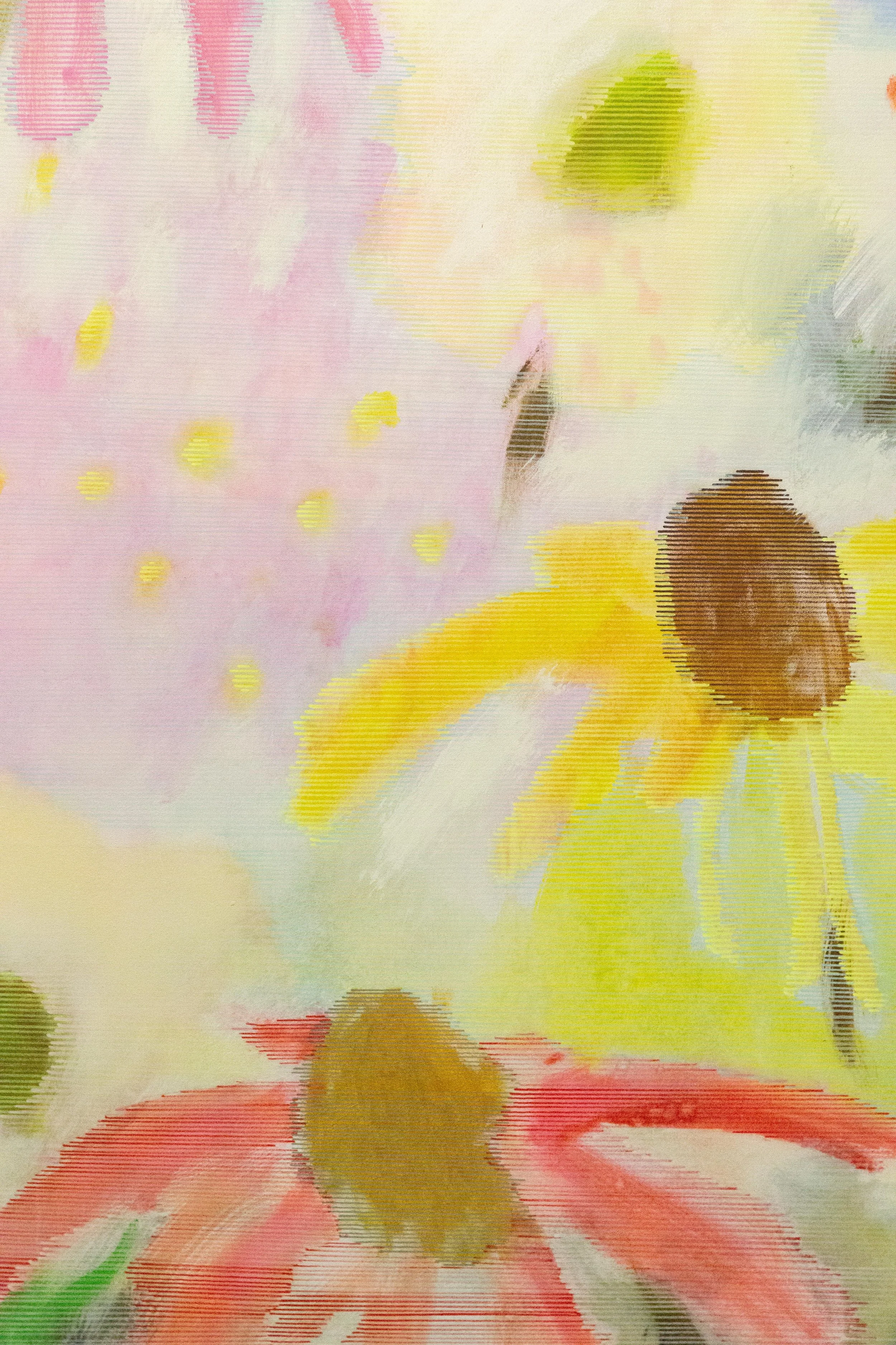   fig10  Maureen Kägi,  Only Workers Forage for Food (3) , 2024, acrylic, oil, oil pastel, watercolor on cotton, 170 × 125 cm 