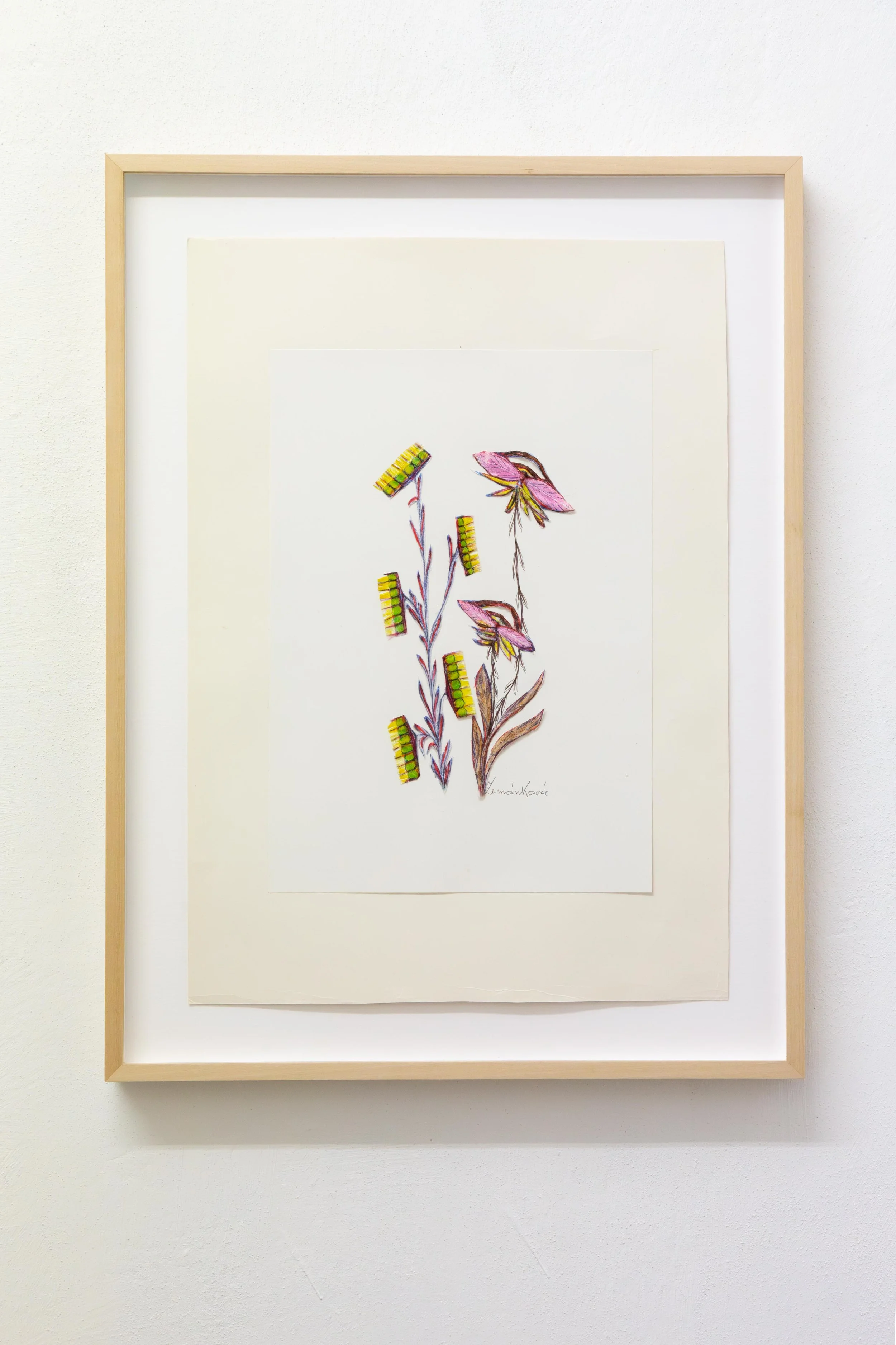   fig28  Anna Zemánková,  untitled,  approx. 1970s, sateen collage, textile colours, ballpoint pen, acrylic, 29,5 × 21 cm, Courtesy: Galerie Sophie Tappeiner, Vienna 