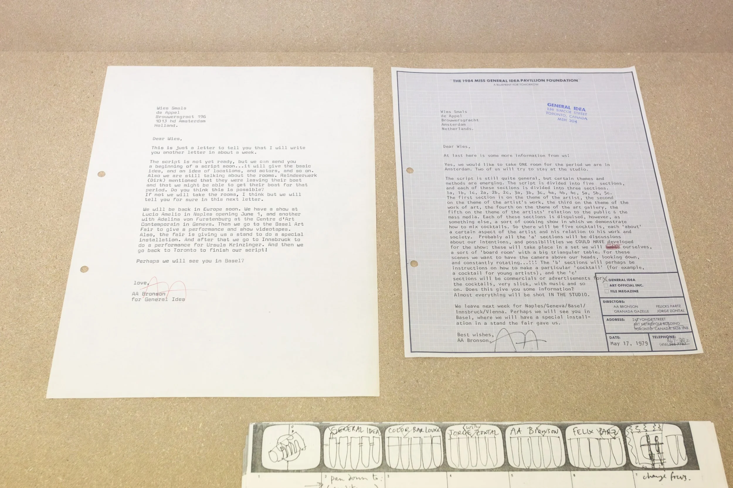   fig53  correspondence, AA Bronson (General Idea) to Wies Smals (de Appel), date unknown; correspondence, AA Bronson (General Idea) to Wies Smals (de Appel), 1979 