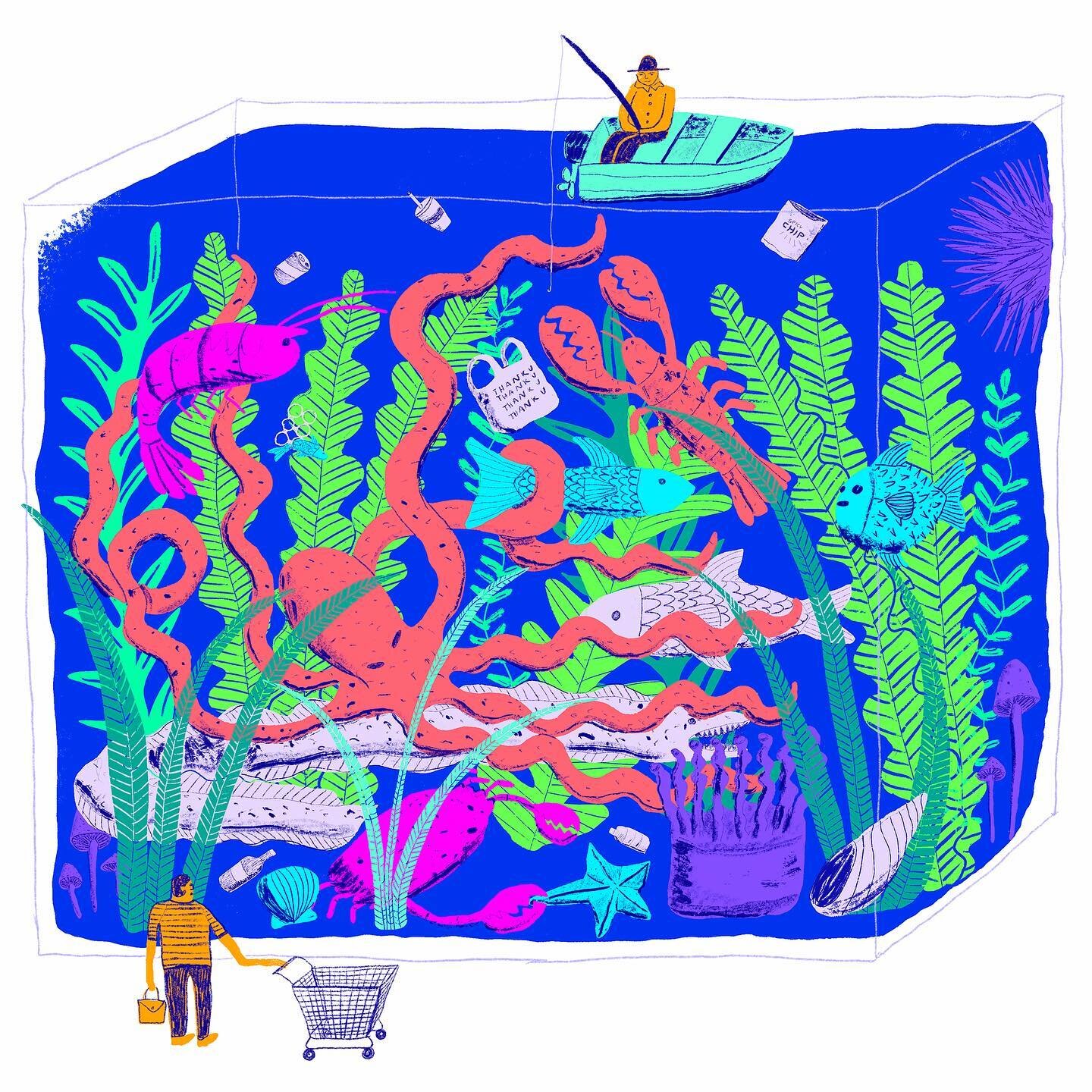 this was a fun illo i did for a class assignment last year. layered, spooky, day glo, immersive, fantastical aquarium vibes. thanks @jasonkernevich for the direction!
.
#illustration #editorialillustration #nytimesbookreview