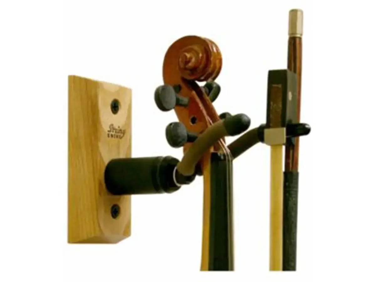 Studio Violin Hanger, with bow holder Oak 98-101V-O.webp