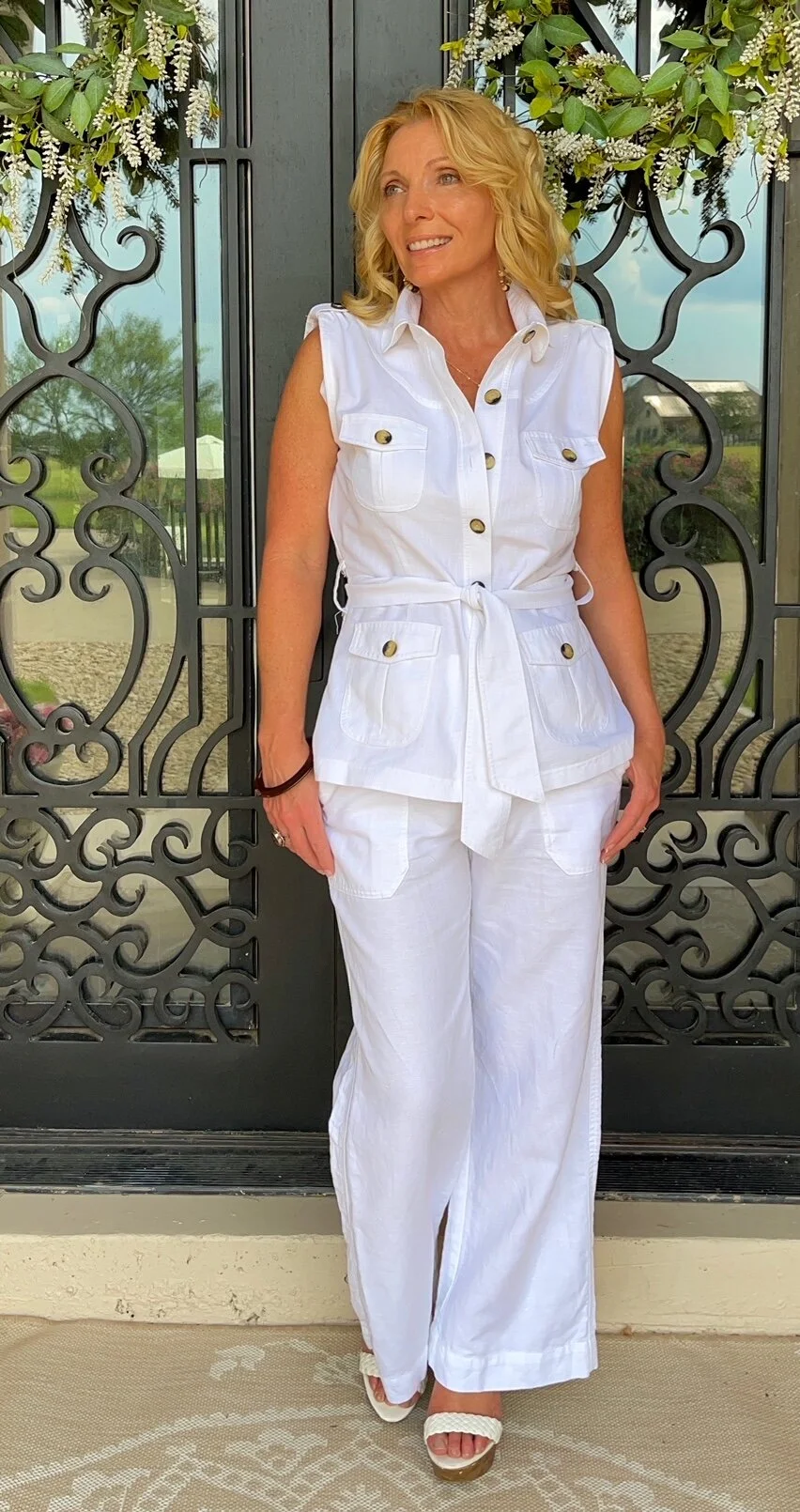 White cargo suit