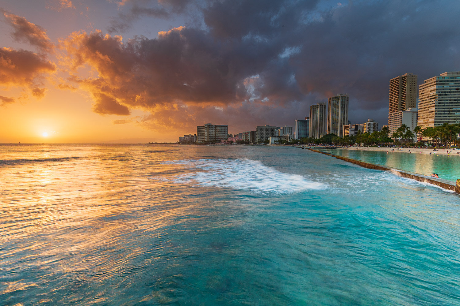 photo hawaii coucher soleil waikiki