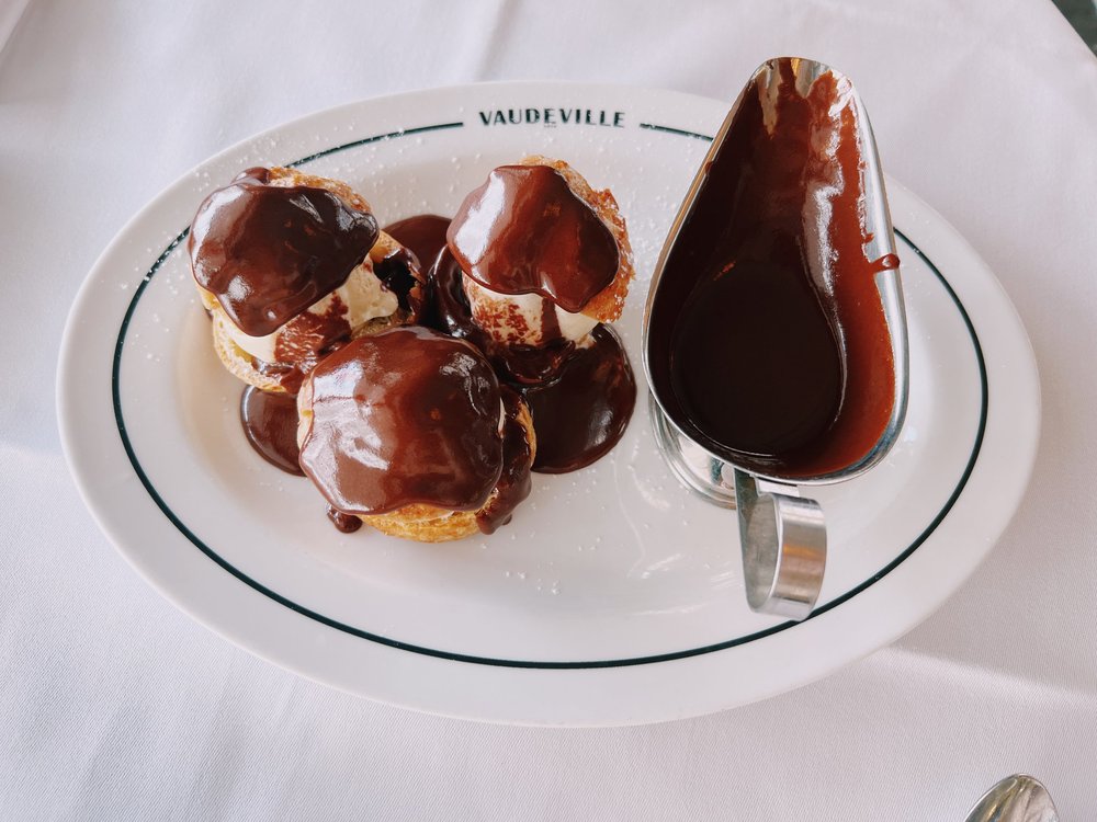 Profiteroles at Brasserie Vaudeville