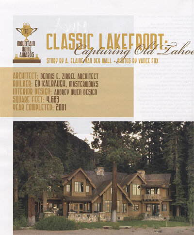 Classic Lakefront Award Capturing Old Tahoe Tahoe Quarterly 2007